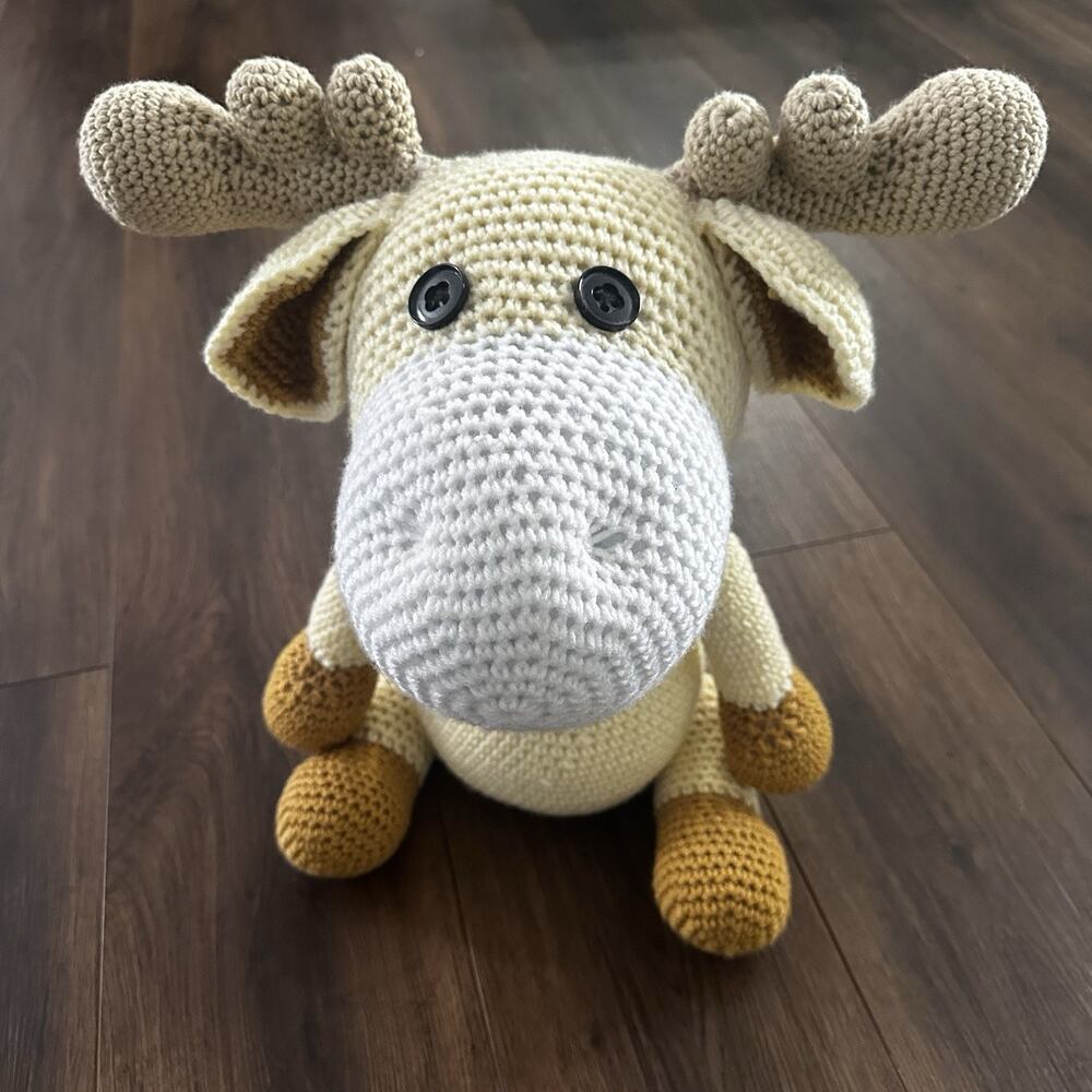 Super Cute Handmade Medium/Large Crochet Moose Kids Stuffed Animal Decor Knit - Picture 2 of 5